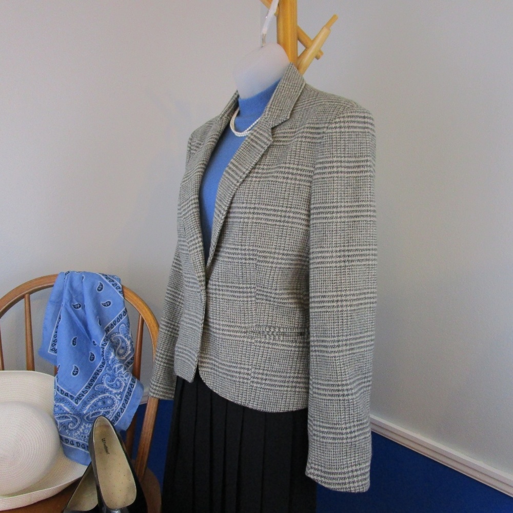 ⭐HP⭐ VTG 80's Astor One Hounds-tooth Plaid Blazer - Picture 2 of 7